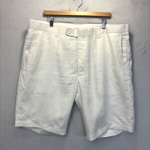 INSERCH 100% Linen Shorts Mens Size 42 White Breathable Casual Resortwear Summer